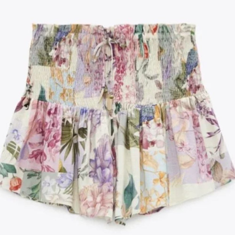 ZARA Smocked Floral Short